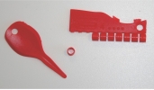 Znaczniki plastikowe - 10 szt. plus kluczyk do nakładania - fi 2,5 mm 