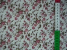 Tkanina bawełniana - czerwone różyczki z gałązkami - 1023