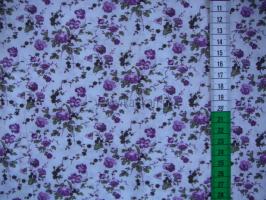 Tkanina bawełniana - fioletowe różyczki z gałązkami - 1022