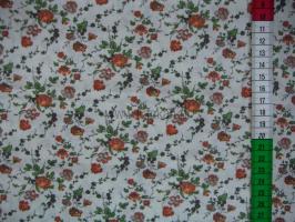 Tkanina bawełniana - pomarańczowe różyczki z gałązkami - 1021